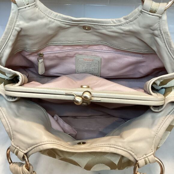 Coach Signature Logo Parker Optic Art Kisslock Satchel Shoulder Bag - Picture 12 of 15